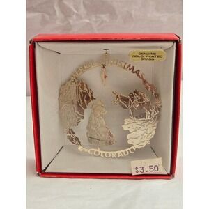 Nations Treasures Colorado Nativity Scene Ornament Genuine Gold Plated Brass